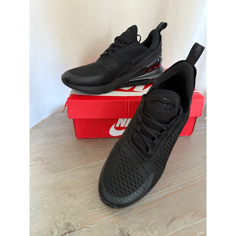 Nike Air Max 270 Triple Black Big Kids Running Shoes BQ5776-001 Size 7Y NWT